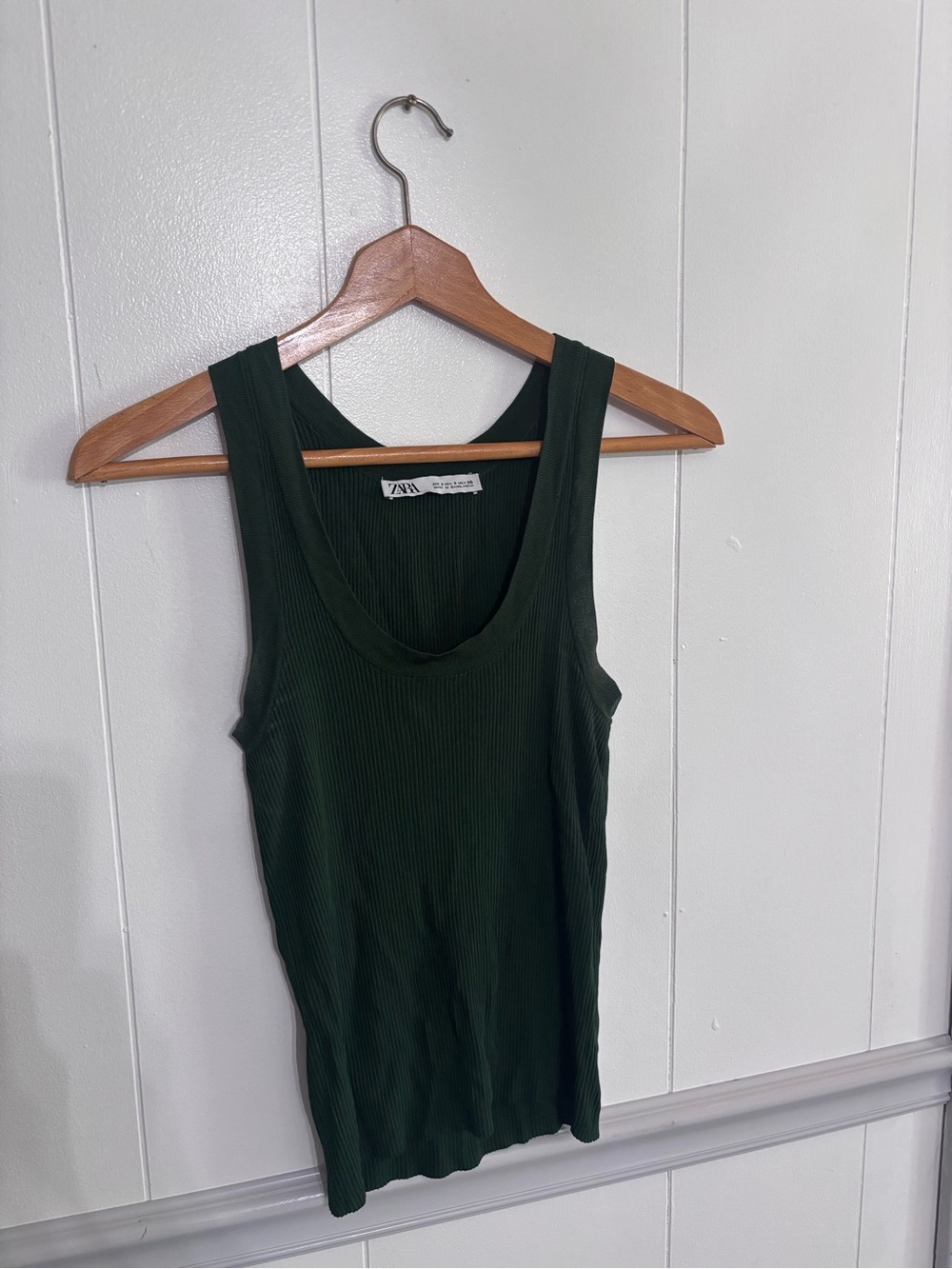 Zara Forest Green Ribbed Scoop Tank